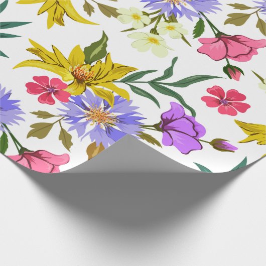 Papier Cadeau Joli papier d'emballage motif aux jolies fleurs co (Coin)