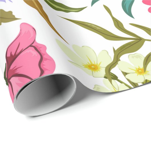 Papier Cadeau Joli papier d'emballage motif aux jolies fleurs co (Coin rond)