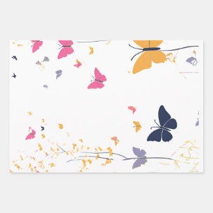 Papier Cadeau Joli papillon imprimé et une feuille de lavande br