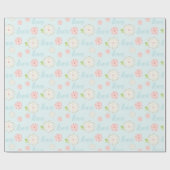 Papier Cadeau Joli Pastel Amour et Fleurs Motif (Plat)