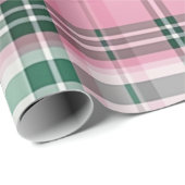 Papier Cadeau Joli Pastel Rose Et Vert Plaid (Coin rond)