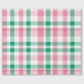 Papier Cadeau Joli Pastel Rose Et Vert Plaid (Plat)