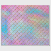 Papier Cadeau Joli Pastel Sirène Épales Dragon Coloré (Plat)
