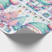 Papier Cadeau Joli Pastel Snowman Noël Grande Échelle (Coin)