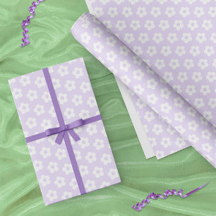 Papier Cadeau Joli Pastel violet blanc caricature Fleur margueri