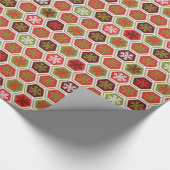 Papier Cadeau joli peigne rouge vert honeycoma flocons cadeau en (Coin)