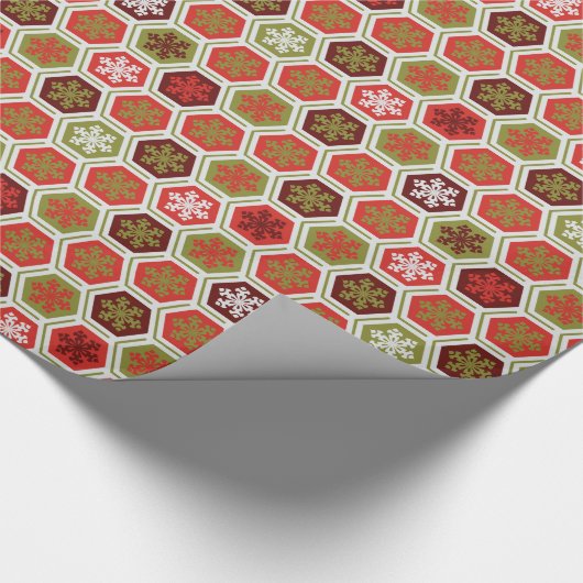 Papier Cadeau joli peigne rouge vert honeycoma flocons cadeau en (Coin)