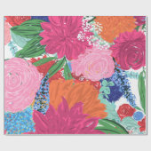 Papier Cadeau Joli Peint À La Main Fleurs Colorées (Plat)