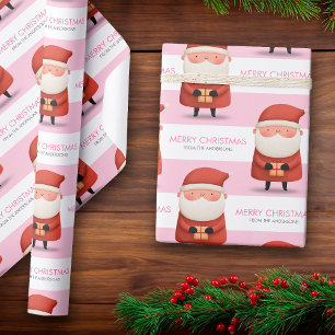 Papier Cadeau Joli Père Noël de dessin animé Joyeux Noël Nom Ros