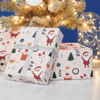 Papier Cadeau Joli Père Noël Ho Ho Ho Noël