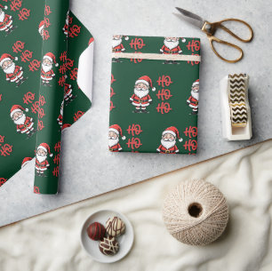 Papier Cadeau Joli Père Noël Ho Ho Ho Noël