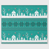 Papier Cadeau Joli Père Noël Motif Noël Turquoise (Plat)