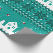 Papier Cadeau Joli Père Noël Motif Noël Turquoise (Coin)