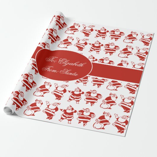 Papier Cadeau Joli Père Noël Motif Rouge Noël (Déroulé)