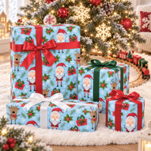 Joli Père Noël Renne Flocon de Neige Noël