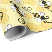 Papier Cadeau Joli petit motif abeilles (Coin rond)