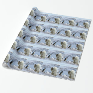 Papier Cadeau Joli petit ourson polaire & manchot