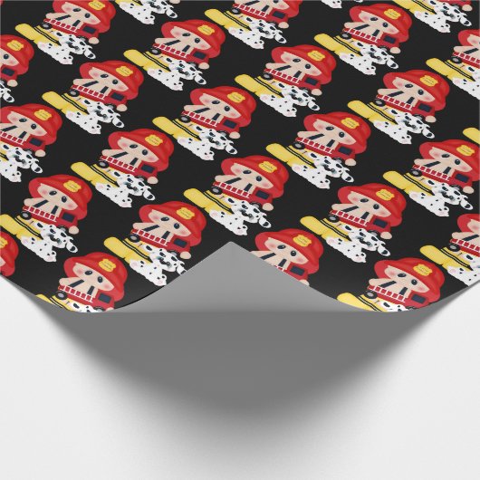 Papier Cadeau Joli petit pompier papier d'emballage carrelé (Coin)