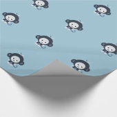 Papier Cadeau Joli petit singe bleu (Coin)