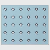 Papier Cadeau Joli petit singe bleu (Plat)