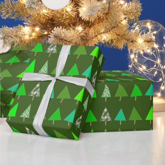 Papier Cadeau Joli Petit Vert Noël Arbres Fête Enveloppement P (Vacances)