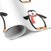 Papier Cadeau Joli pingouin de Noël Noël Noël Noël Fête Écharpe  (Coin rond)