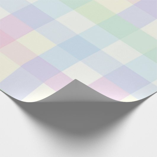 Papier Cadeau Joli Plaid Pastel Rose Vert Jaune Bleu Violet (Coin)