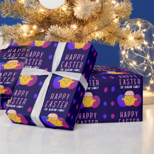 Papier Cadeau Joli poussin de Pâques et œufs Joyuses Pâques
