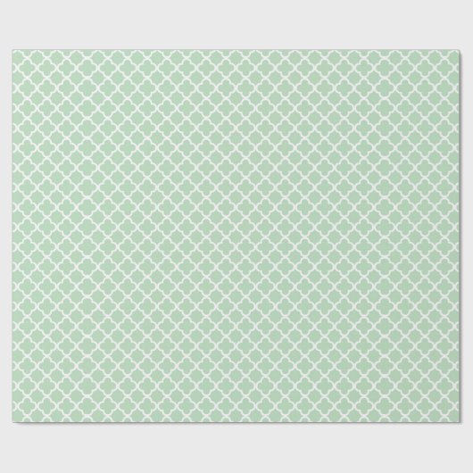 Papier Cadeau Joli Quatrefoil Blanc Menthe Chic (Plat)