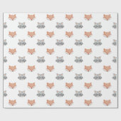 Papier Cadeau Joli renard et motif raccoon. Animaux des forêts (Plat)