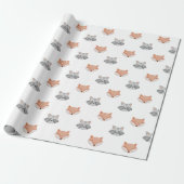 Papier Cadeau Joli renard et motif raccoon. Animaux des forêts (Déroulé)