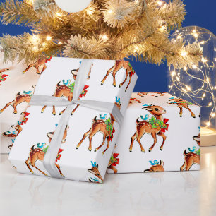 Papier Cadeau Joli renne de Noël Vintage Retro Sweet