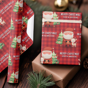 Papier Cadeau Joli Renne du Père Noël Joyeux Noël Nom Rouge