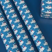 Papier Cadeau Joli requin à Noël de Noël à Santa Hat