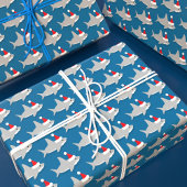 Papier Cadeau Joli requin à Noël de Noël à Santa Hat