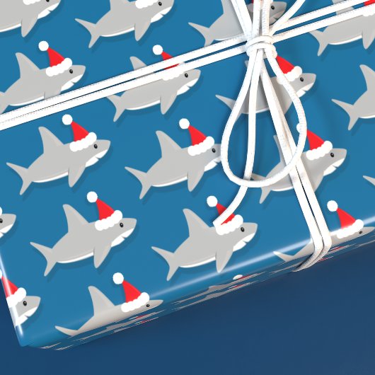 Papier Cadeau Joli requin à Noël de Noël à Santa Hat