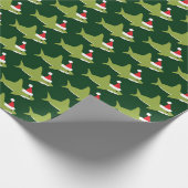 Papier Cadeau Joli requin à Santa Hat Vacances vertes Noël (Coin)