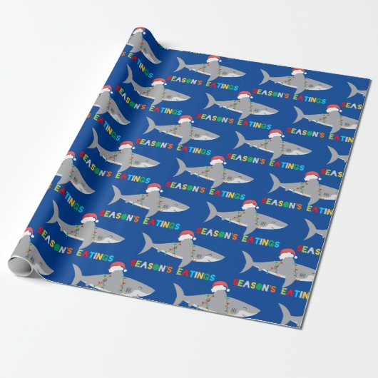 Papier Cadeau Joli requin de Noël (Déroulé)