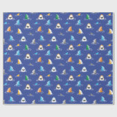 Papier Cadeau Joli requins marrants sur bleu (Plat)