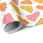 Papier Cadeau Joli Retro Super Boho Halloween Fantôme rose Orang (Coin rond)