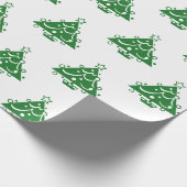 Papier Cadeau Joli Retro vert sapin de Noël Motif sur blanc (Coin)