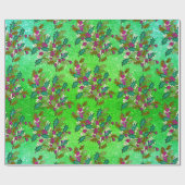 Papier Cadeau Joli rétro vintages vacances vert rose (Plat)