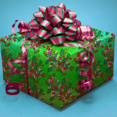 Papier Cadeau Joli rétro vintages vacances vert rose