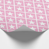 Papier Cadeau Joli Rose Blanc Etoiles Cadeau Élégant Motif moder (Coin)