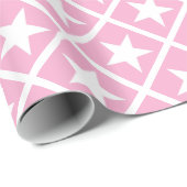 Papier Cadeau Joli Rose Blanc Etoiles Cadeau Élégant Motif moder (Coin rond)