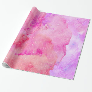Papier Cadeau Joli rose Faux Sparkly Aquarelle Peinture