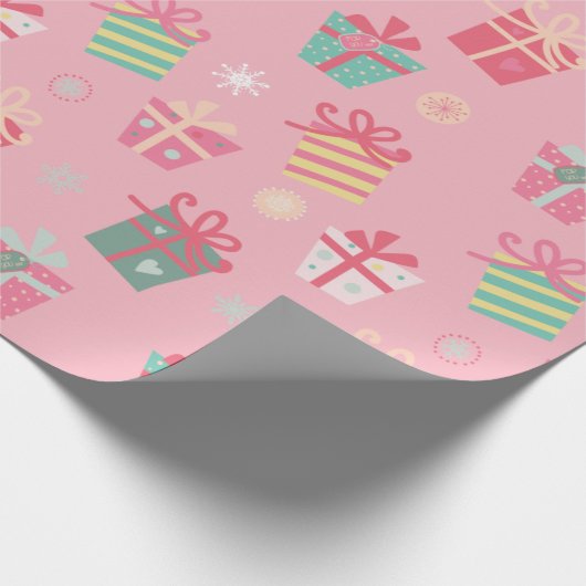 Papier Cadeau Joli rose rétro présente Noël (Coin)