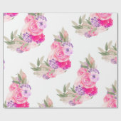 Papier Cadeau Joli rose rose florale (Plat)