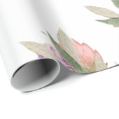 Papier Cadeau Joli rose rose florale (Coin rond)