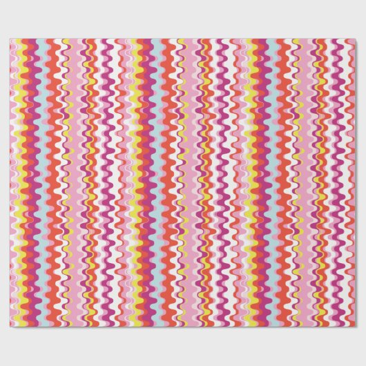 Papier Cadeau Joli rose rouge rose abstrait motif vague (Plat)